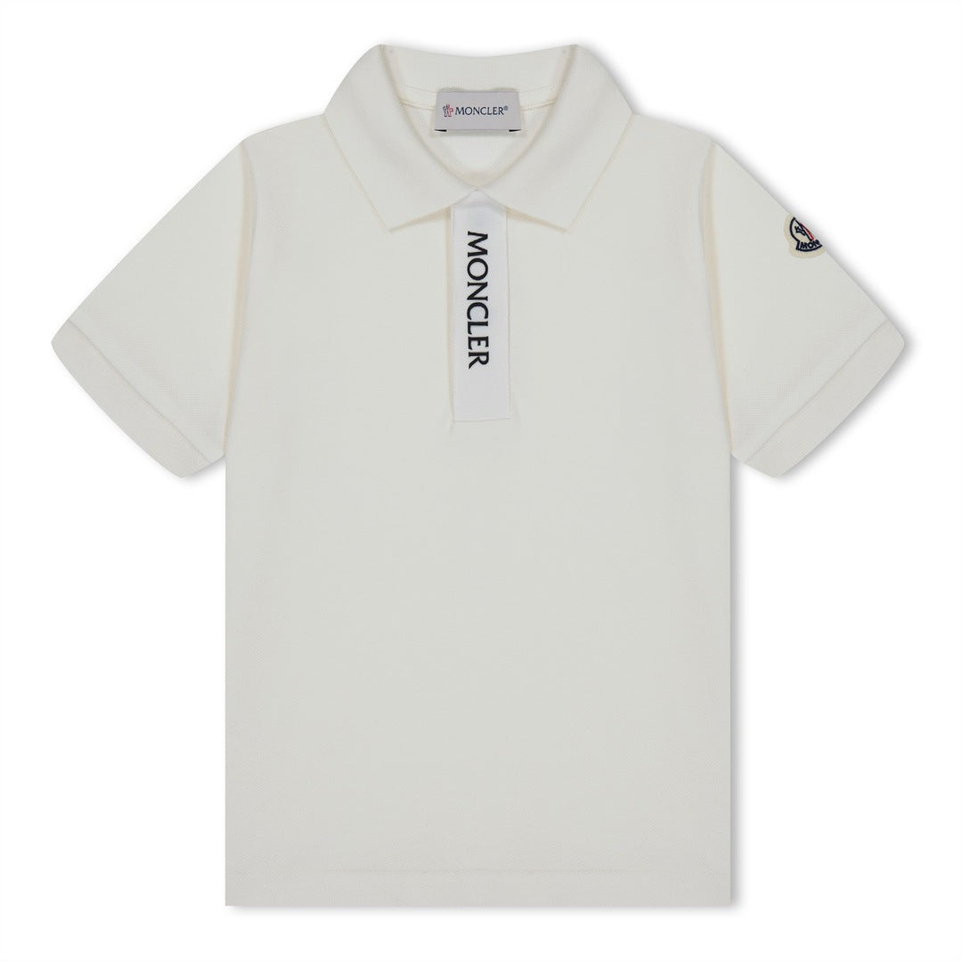 Moncler logo plaque polo shirt junior white
