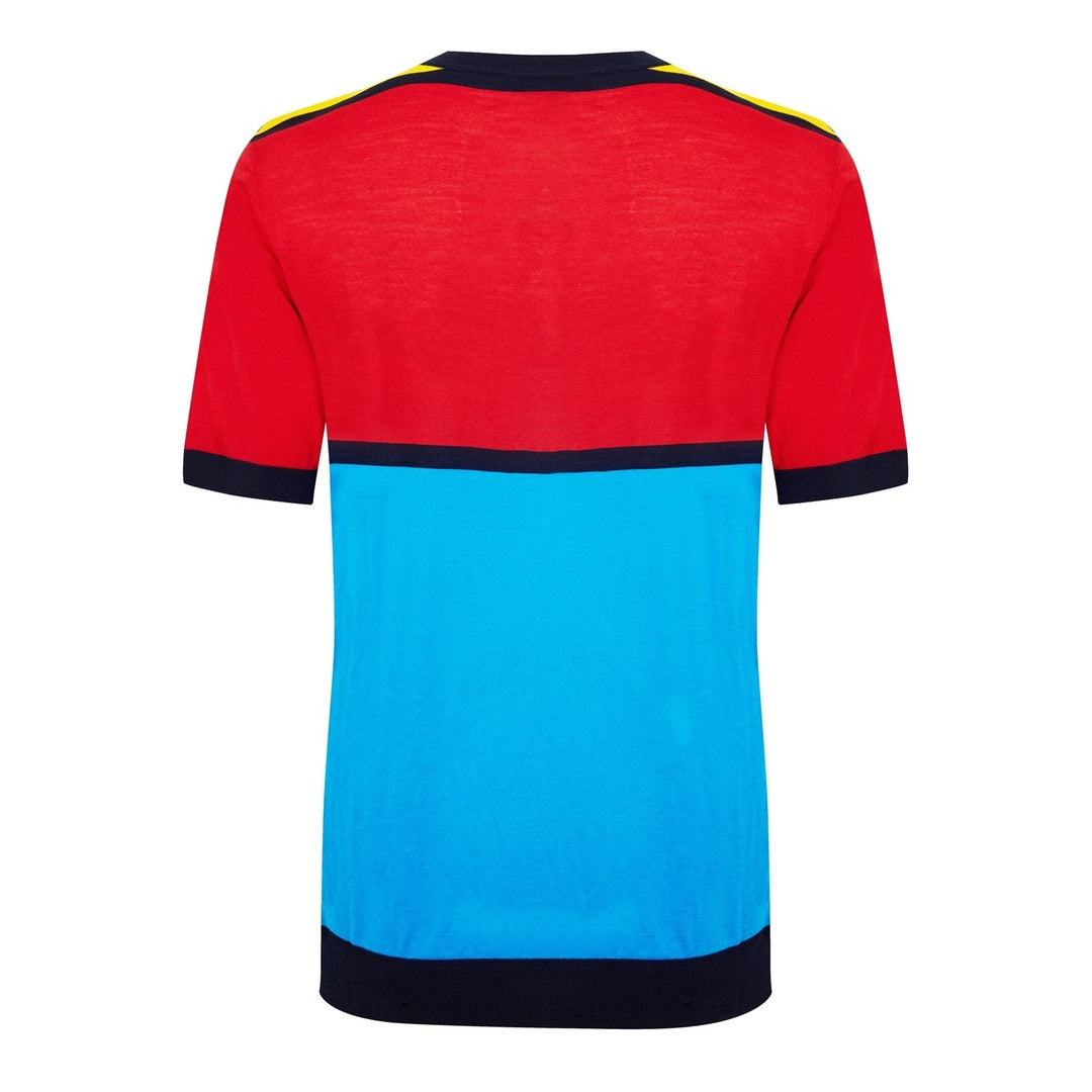 Prada colour block t shirt blue red