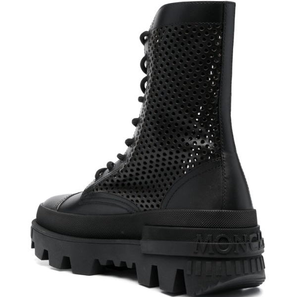Moncler perforated ankle boots black