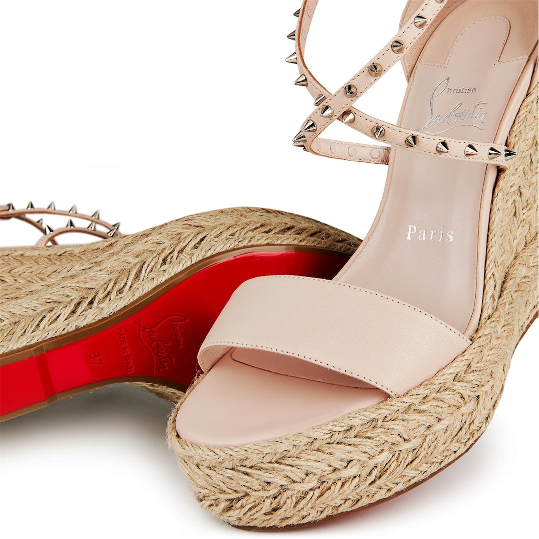 Christian Louboutin womens spikes wedges beige