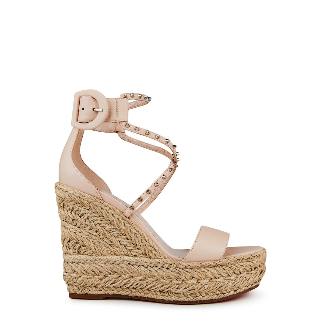 Christian Louboutin womens spikes wedges beige