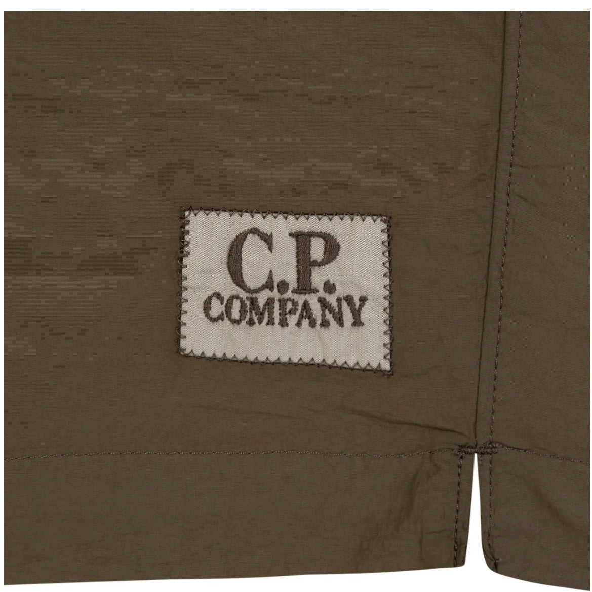 CP company chrome badge swim shorts khaki
