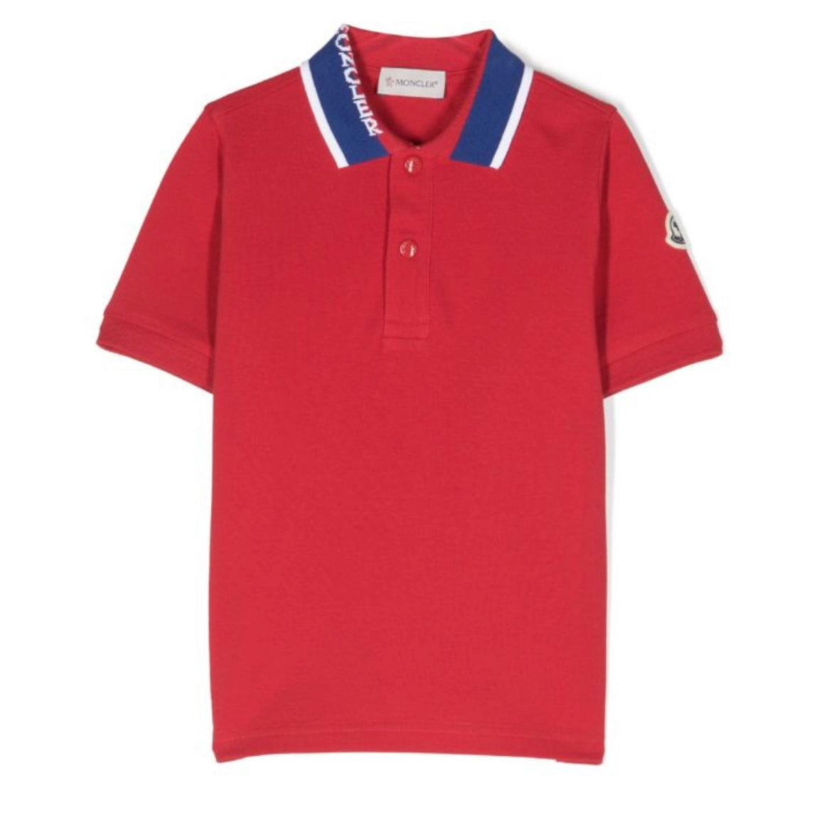 Kids Moncler short sleeve polo shirt red