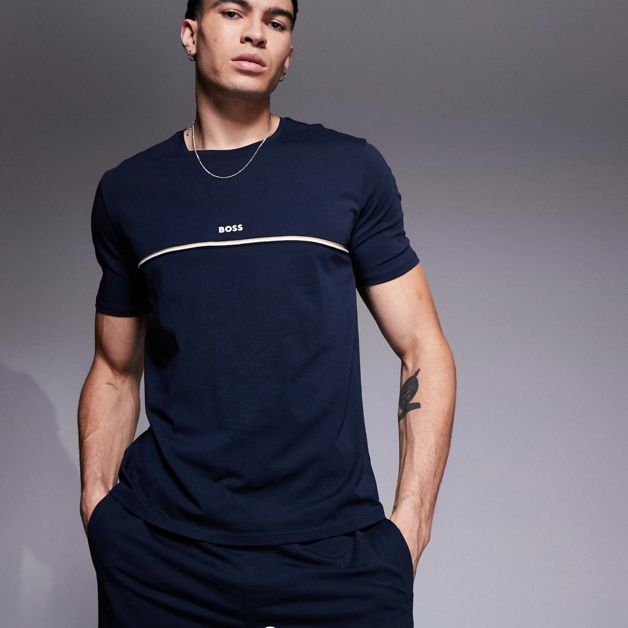 Hugo Boss bodywear set shorts and top navy co-ord