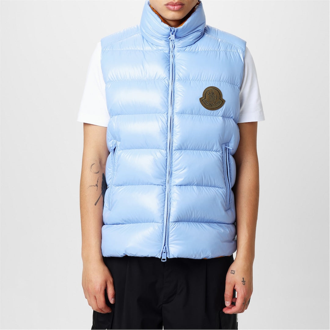 Moncler parka down gilet blue