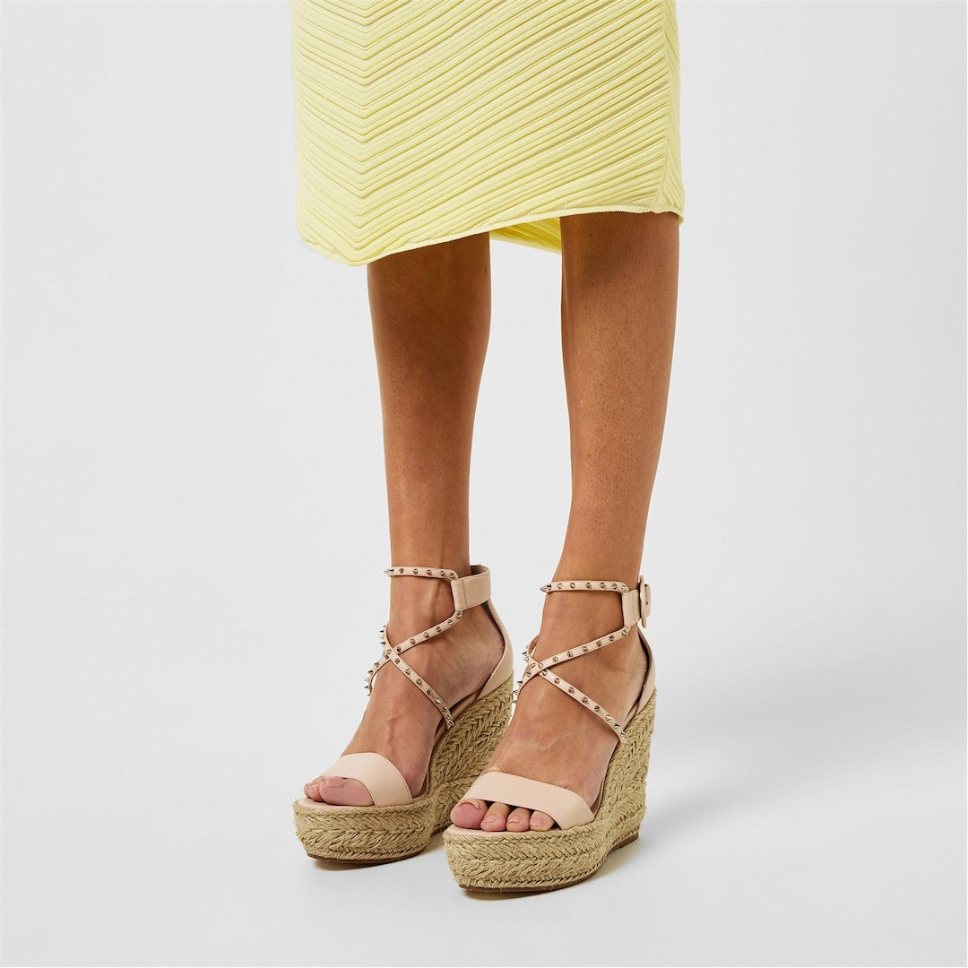 Christian Louboutin womens spikes wedges beige