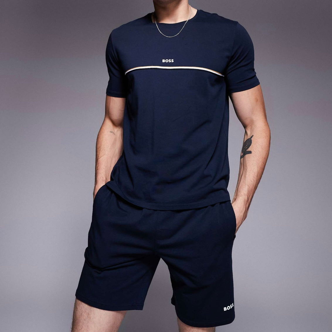 Hugo Boss bodywear set shorts and top navy co-ord