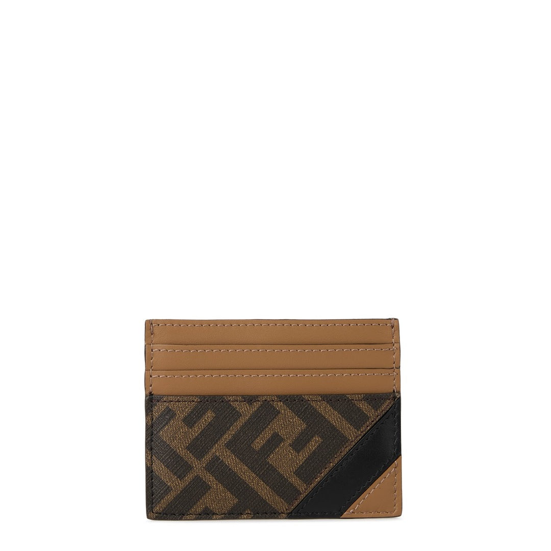 Fendi logo card holder brown