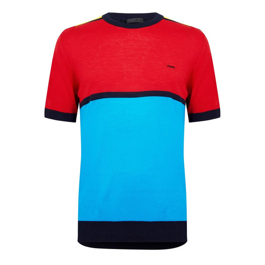 Prada colour block t shirt blue red