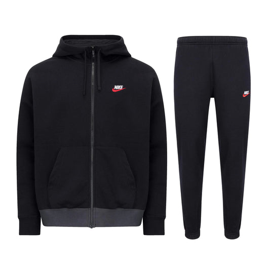 Nike sportswear fleece full zip tracksuit black