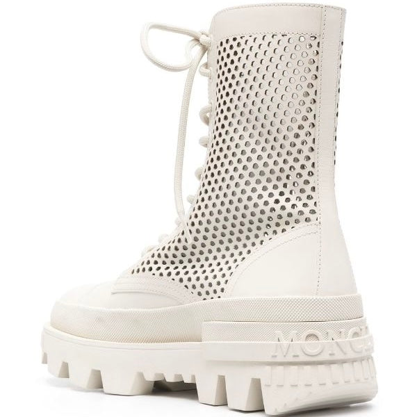 Moncler perforated ankle boots cream