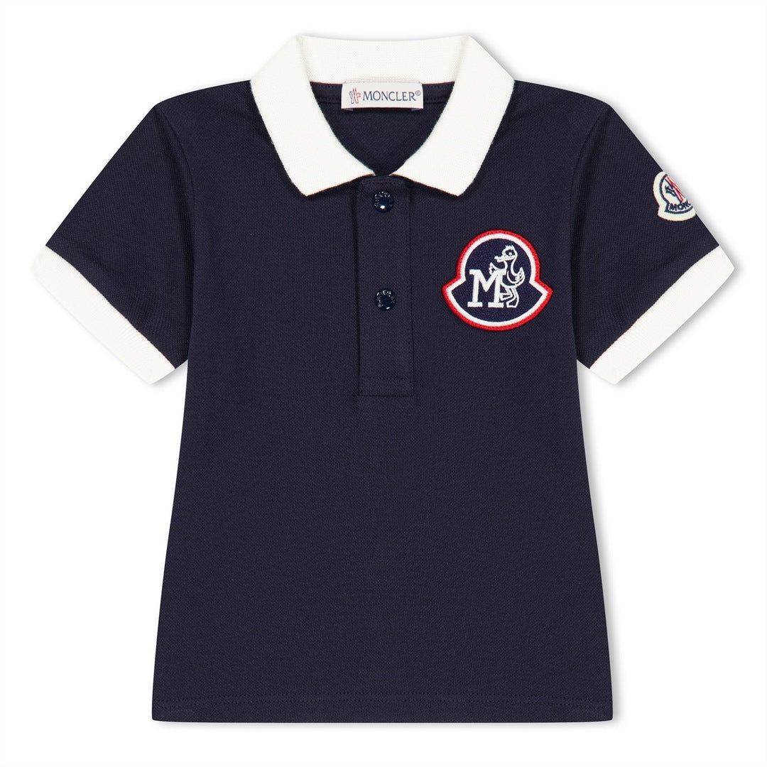 Moncler infants short sleeve polo navy