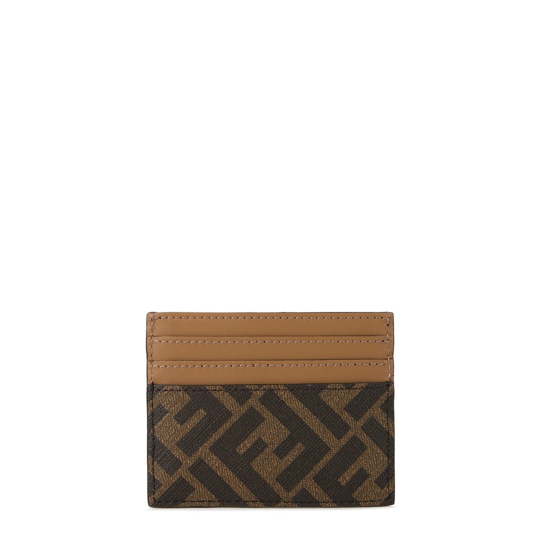 Fendi logo card holder brown